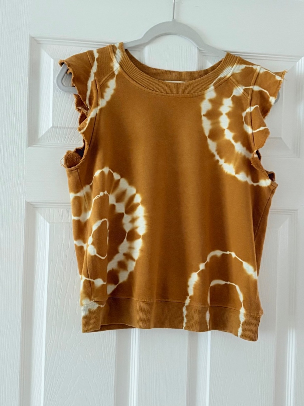 Anthropologie Sleeveless Ruffled Tie Dye Sweatshirt